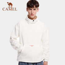 Camel outdoor casual clothes men 2021 autumn fleece pullover sweater warm windproof stand collar loose coat
