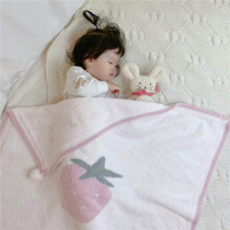 Good night KK soft cotton pink strawberry baby blanket out small cart blanket