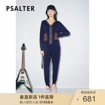 Presales poetic dress 2022 Spring new loose v collar Collar Zipper Cardigan casual pants knit Two sets