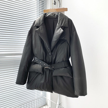 2021 Winter new leather down jacket womens suit collar long thick imported sheepskin leather jacket 90 white duck down