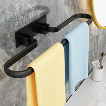 Foldable towel rack rod Bath towel rack Bathroom bathroom shelf Hanger hook free hole storage shelf