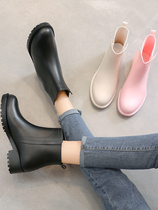 Japanese rain shoes women soft galoshes thickened rubber shoes summer wear short tube rain boots waterproof non-slip water shoes women