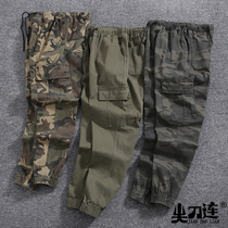 Pointed knife with cotton outdoor camouflage casual ankle-length pants spring and autumn multi-pocket pants men wear-resistant overalls