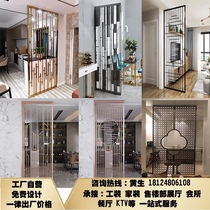 Custom stainless steel metal products New Chinese style screen partition Hollow titanium mirror carved entrance Nordic style