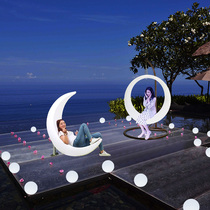 led outdoor luminous swing Net red ins homestay outdoor crescent moon rocking chair solar courtyard multiplayer moon hanging chair