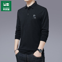Mullinson long sleeve T-shirt mens spring and autumn Joker lapel polo shirt middle-aged business leisure base clothes
