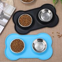 Silicone pet dog bowl silicone stainless steel cat bowl sliding pet placemats pet supplies eating pet bowl o1
