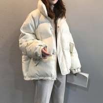 LOSTSOULS Korea 2021 autumn and winter stand collar down cotton coat womens thick warm puffy bread coat