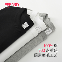 Cotton Scrub Weighing 300g Thickened Loose T-Shirt Men Long Sleeve Round Neck base shirt Solid Color Black White Gray T
