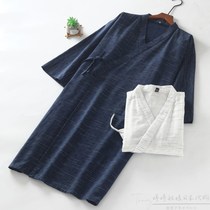 Japanese men and wind sleepwear spring summer and autumn thin cotton cardiovert sweaty striped sweaty sweatpants in long style and pajamas