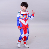 Childrens DiCaroltman clothes boy Spring-autumn season sports Two suit boys Lioncap jacket Syro child clothes