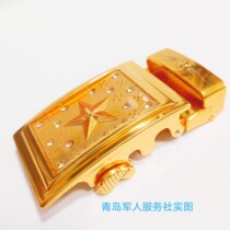K gold five-star Crystal flash buckle gold belt head boss belt head gold copper color automatic buckle pants