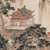 Pu Ru Songxi Pavilion Picture ultra-high-definition electronic picture decoration spray identification copy Chinese painting material