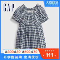  Gap baby plaid short-sleeved dress suit 681731 2021 summer new childrens clothing loose princess skirt