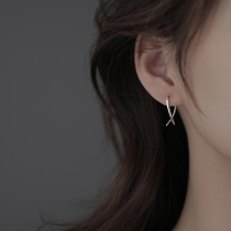 (Xiangnan) 925 sterling silver line cross ear buckle high-end sense earrings female summer 2022 new trendy earrings