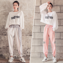Yoga suit female spring and autumn loose slim fitness suit leisure sports suit outdoor running two-piece Net Red
