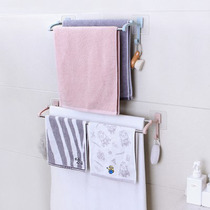 Double Pole Stainless Steel Free Punch Toilet Fur Towel Rack Bathroom bath towel rack wall-mounted object containing shelf with hook