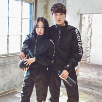 Loose sweat suit Female Korean running couple sports suit Sweat suit Male fitness suit Sweat sweat weight loss suit