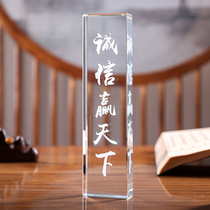 Crystal inner carving ruler decoration glass paperweight book press creative gift for calligraphy teacher students Chinese painting gift