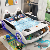 Childrens car bed Boy girl Princess bed 1 5 creative 1 2m cartoon single bed with fence Sports car leather bed