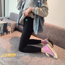 Girl shark fish leather beating bottom pants 2022 spring dress new CUHK Slim Stretch slim fit pants small sub yoga pants