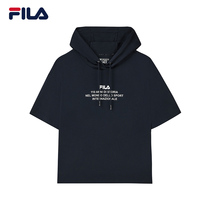  FILA FILA official womens hooded short-sleeved T-shirt 2021 autumn new loose sports casual top