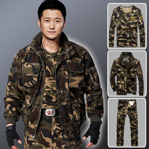 Pure cotton new special forces military industry winter plus velvet thickened mens work camouflage suit suit tide wear-resistant