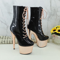 Leecabe new plating high heels boots steel tube dance Super heel boots fashion catwalk high heels 3D