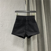 Korean version of black high-waisted denim shorts womens 2021 spring and summer new loose thin wide legs A word boot pants tide