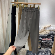 Broadlegged Pants Woman Spring Autumn High Waist Pituality 100 Hitch Black Display Slim Straight Drum Pants Casual Little Subsuit Superior Sense