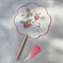 Girls Hanfu Ancient Fan Childrens Chinese Style Embroidery Dance Fan Performance with Ancient Clothes Fan Classical Fan Fan