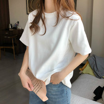 Scrub solid color short sleeve T-shirt base shirt women tide ins Korean version loose simple 2021 Spring and Autumn New Interior top