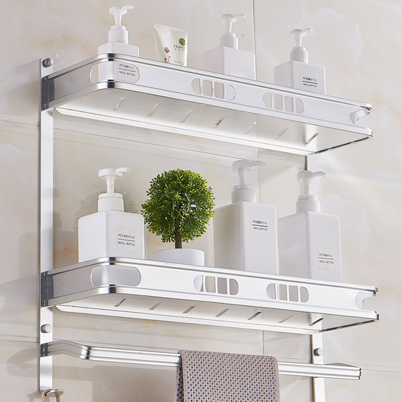 Bathroom shelf wall hanging perforation-free bathroom toilet wall towel rack bathroom shower room shelf