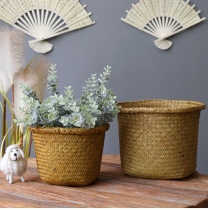 Pastoral series flower basket seaweed weaving flower basket dried flower Flower Pot storage gift basket green flower planter