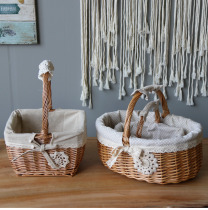 Wicker hand-held flower basket decoration flower arrangement flower basket with cloth lining flower basket picnic storage portable flower basket flower arrangement