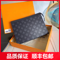 Light Extravagant Men Genuine Leather Handbag Black Flower Business Casual Hand Grip Bag Armband Bag Wash Bag Hand Clip Hand Grip Bag