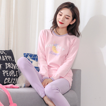  Womens pure cotton autumn clothes autumn pants suit junior and senior high school students cotton sweater middle school children girls thermal underwear thin section