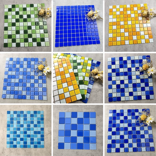 Синий стеклянный бассейн, мозаика, дельфин, градиент, делается под заказ