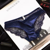 Sexy incognito panties female transparent ice silk lace women briefs head cotton file low waist large size