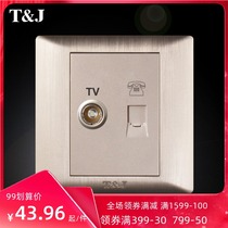 TJ space base switch socket panel Yueting sand gold wire 86 type home cable TV phone socket