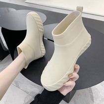 Japanese rainshoes womens winter non-slip low-top water shoes water boots short tube rain boots car wash shopping kitchen shoes rubber shoes tide