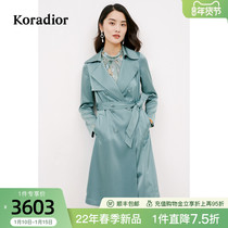 Kletier triacetic acid trench coat women 2022 new coat long British style Joker fashion