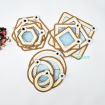 Kindergarten homemade Round Square Mori ring creation material hemp rope hollow blue mesh hanging ornaments wall decoration