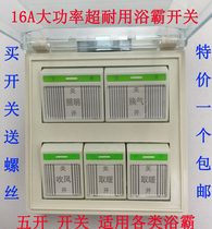 Universal five-open Bath switch 16A5 open five-in-one Bath switch carbon fiber with power conversion