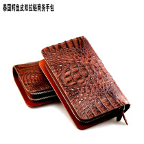 Import Nile crocodile leather handbag genuine leather and America mens double zipped hand grips with bag for business mens bags Multi-clamping