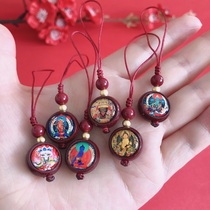 Pharmacist Manjushri Shurangama Green Tara Double-sided Thangka Vermilion Pendant Mobile Phone Chain Bag Hanging Purple Gold Sand Keychain