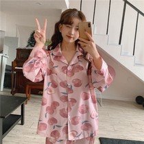 New ins pajamas womens Japanese cute sweet net red long-sleeved trousers cardigan casual girl home wear suit