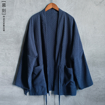 Early autumn Chinese style mens Hanfu cotton linen Chinese short windbreaker retro modified kendo jacket robe jacket