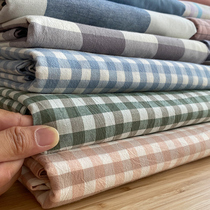 Japanese 100% cotton washed cotton sheets single piece summer cotton single dormitory quilt plaid pillowcase three-piece set