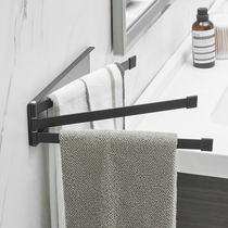  Nordic bathroom punch-free towel rack Bathroom folding towel bar rack Wall-mounted rotating bath towel rack